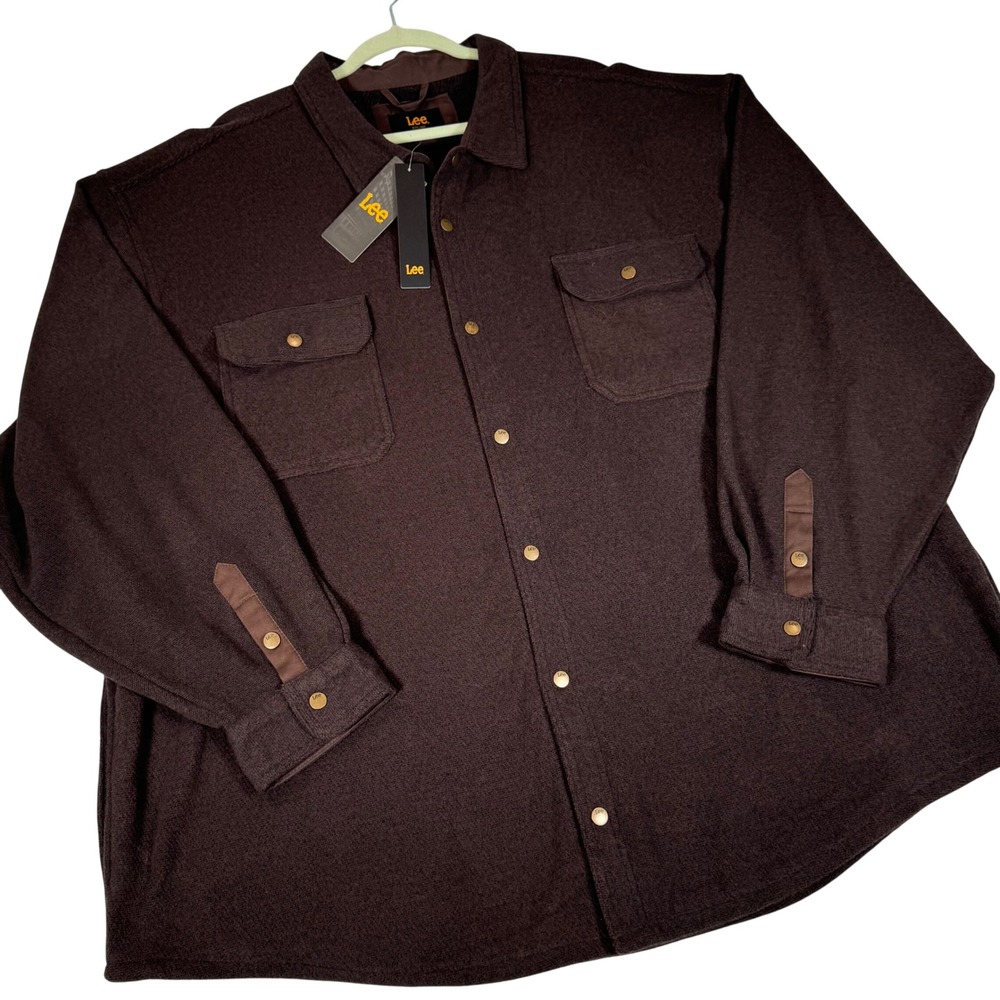 Lee Bitter Chocolate Brown Polar Fleece Shirt Jacket Mens 4XL NWT | LM31LK150X